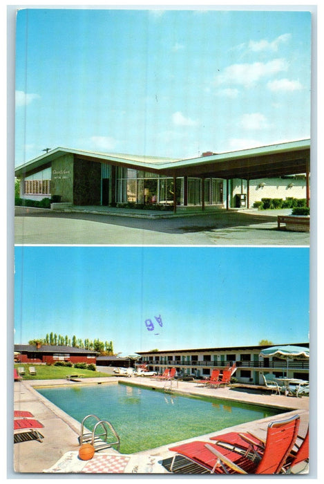 1975 Chanticleer Motor Lodge Exterior Geneva New York NY Posted Pool Postcard