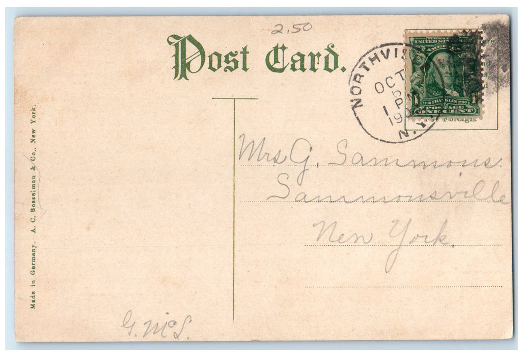 1909 The Pines Hotel & Restaurant Tourist Porch Sacandaga Park New York Postcard