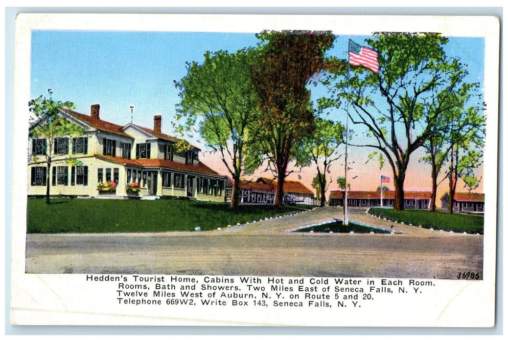 c1920's Hedden's Tourist Home & Cabins Restaurant Seneca Falls New York Postcard