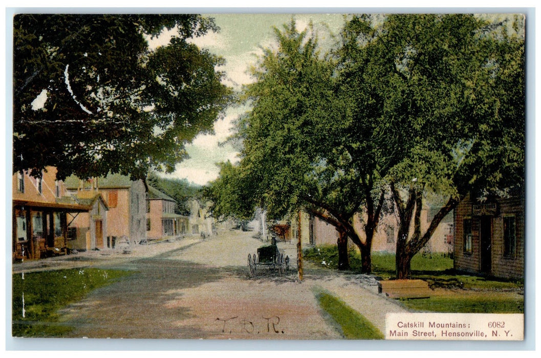 1907 Catskill Mountain Main Street Hensonville New York NY Posted Trees Postcard