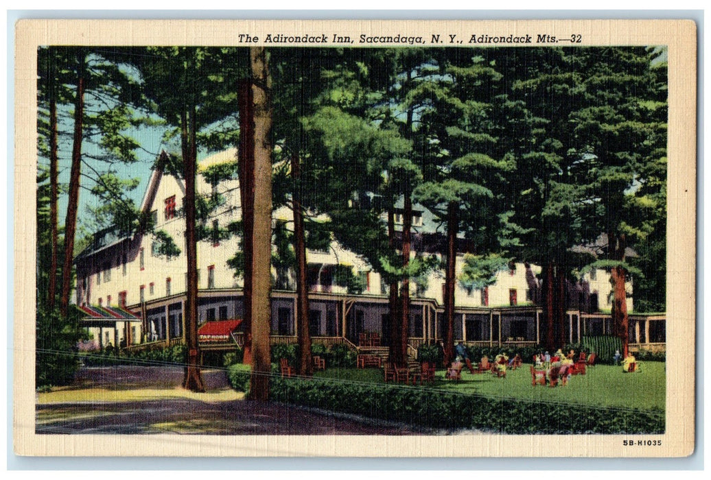 c1940's The Adirondack Inn Hotel & Restaurant Guests Sacandaga New York Postcard