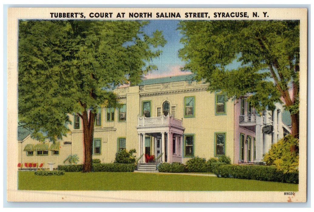 c1940's Tubbert's Court  Hotel & Restaurant Building Syracuse New York Postcard