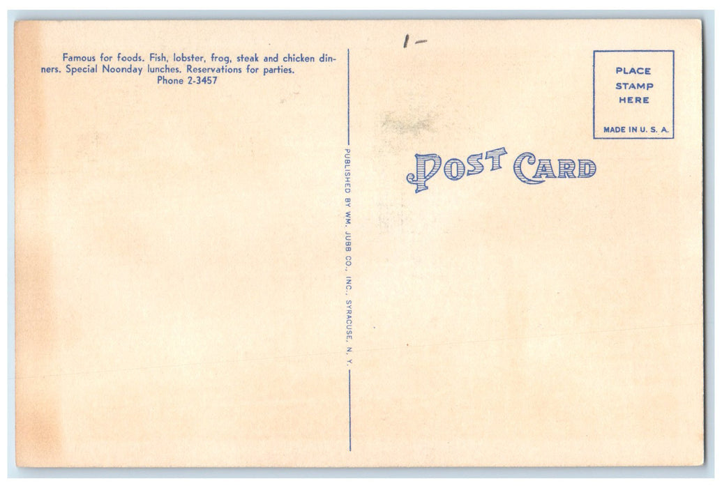 c1940's Tubbert's Court  Hotel & Restaurant Building Syracuse New York Postcard