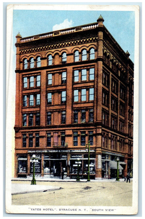 c1920's Yate's Hotel & Restaurant South View Building Syracuse New York Postcard
