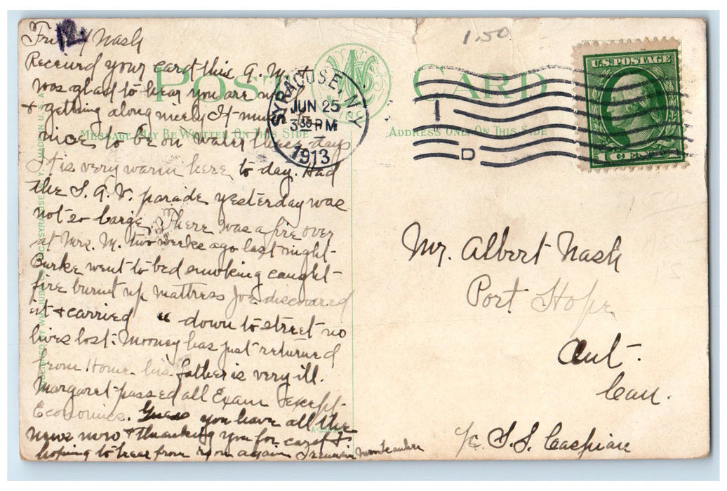 1913 Clinton Square Looking North Speedboat Towers Syracuse New York Postcard