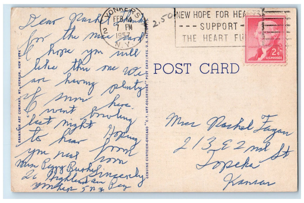 1957 Scarsdale Public Library Building Roadside View Scarsdale New York Postcard