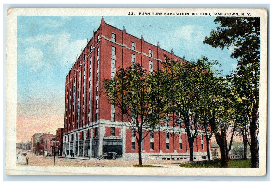 1912 Furniture Exposition Building Exterior Jamestown New York NY Trees Postcard