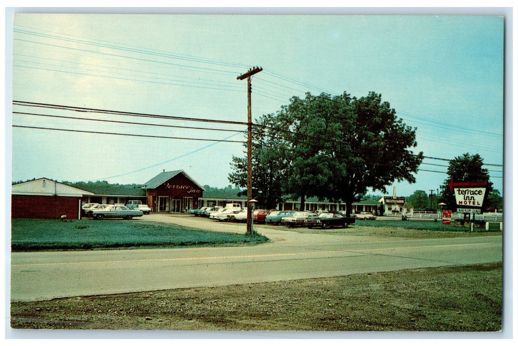 c1960's Terrace Inn Motel Exterior Roadside Jamestown New York NY Cars Postcard