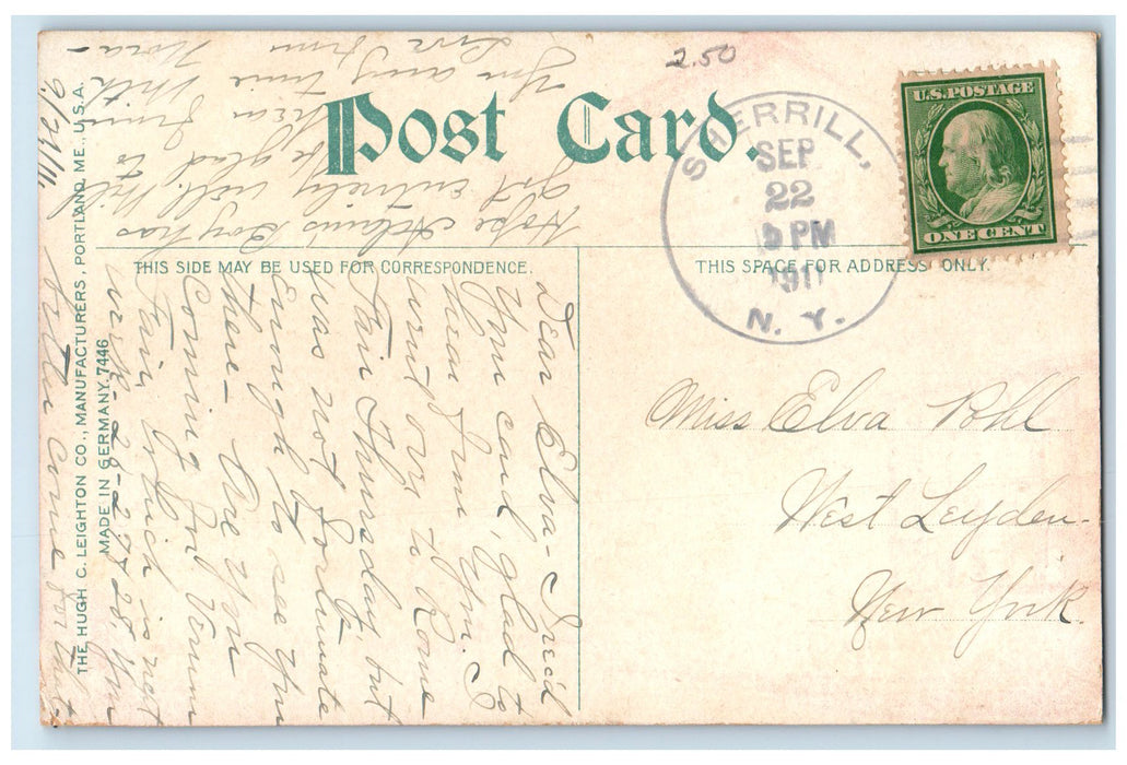 1911 Looking West Along Water Street Horse Carriage Syracuse New York Postcard
