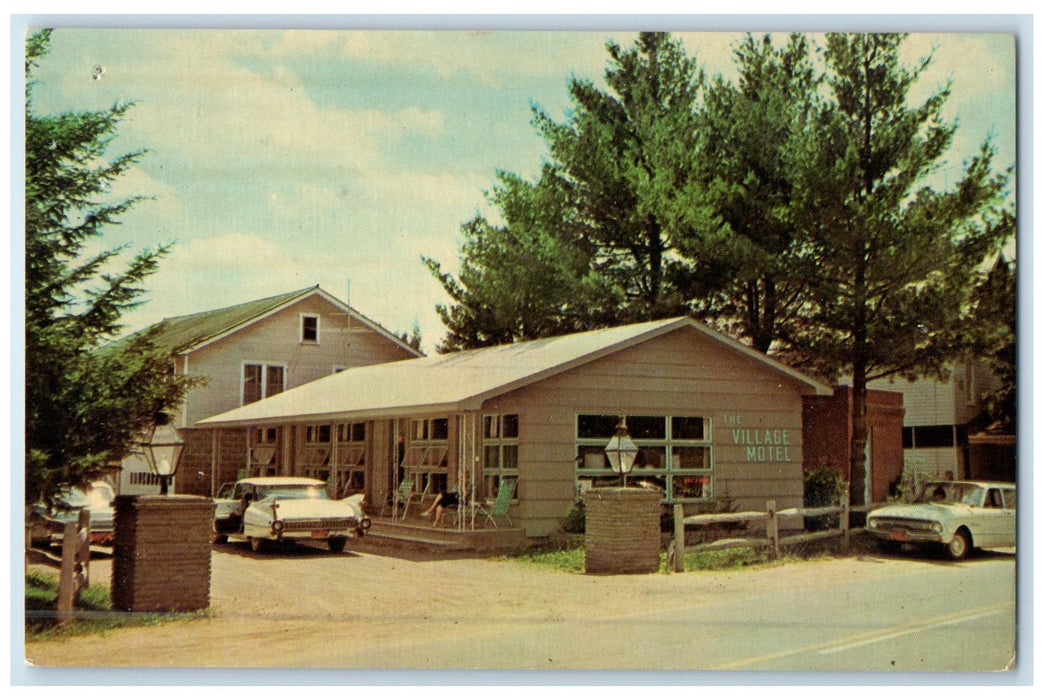 1974 The Village Motel & Restaurant Classic Car Speculator New York NY Postcard
