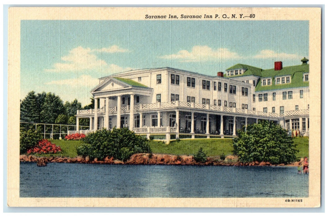 c1940's Saranac Inn Hotel Restaurant Building In Lake P.O. New York NY Postcard