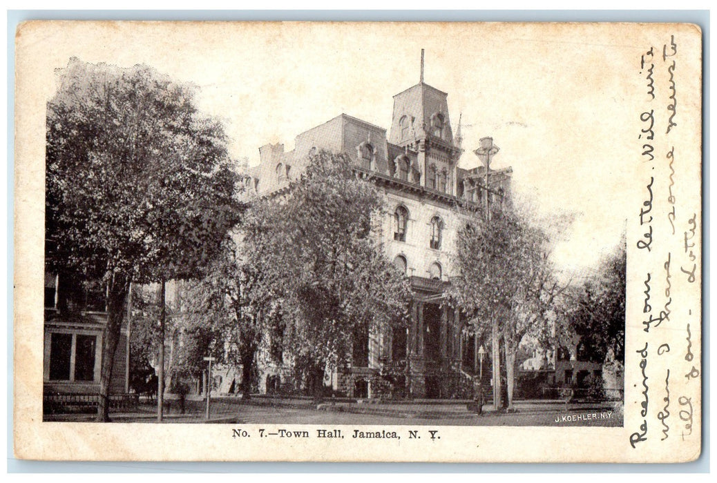 1906 Town Hall Exterior Roadside Jamaica New York NY Unposted Trees Postcard
