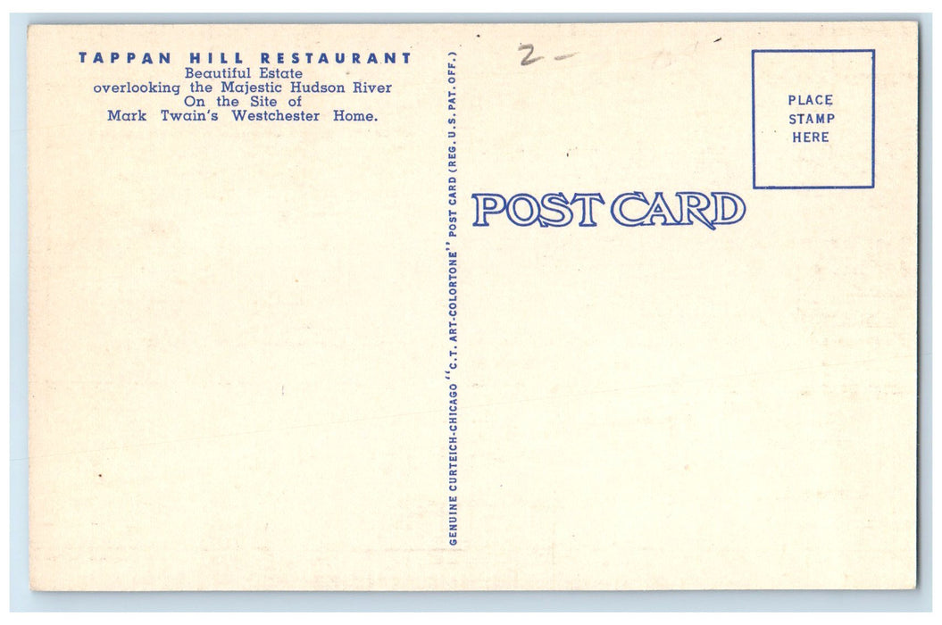 c1940's Tappan Hill Restaurant & Cocktail Lounge Tarrytown New York NY Postcard
