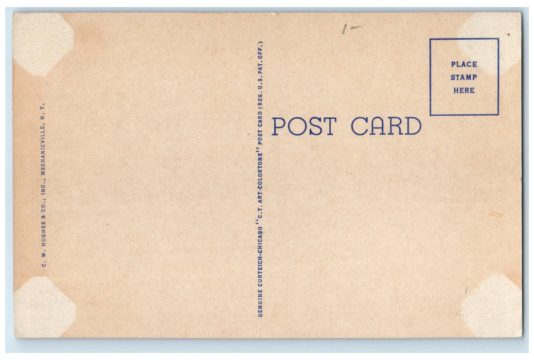 c1940's Lake Placid Club Boat Flag Scene Lake Placid New York Unposted Postcard