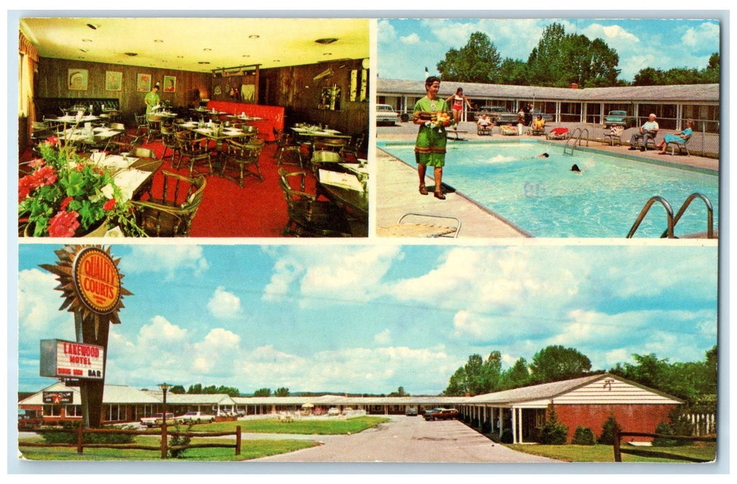 1974 Lakewood Motel Tribal Restaurant Roadside Jamestown New York Pool Postcard
