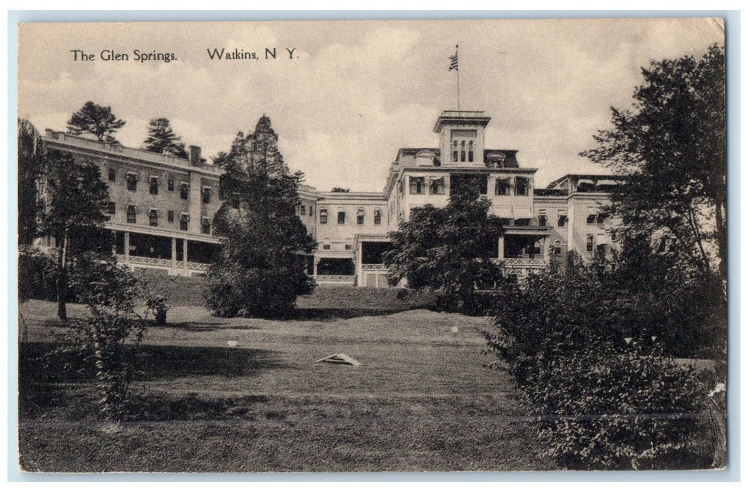 1918 The Glen Spring Resort Restaurant Building Ground Watkins New York Postcard