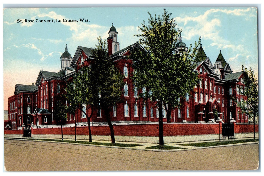 c1910's St. Rose Convent Building Railroad Tower La Crosse Wisconsin WI Postcard