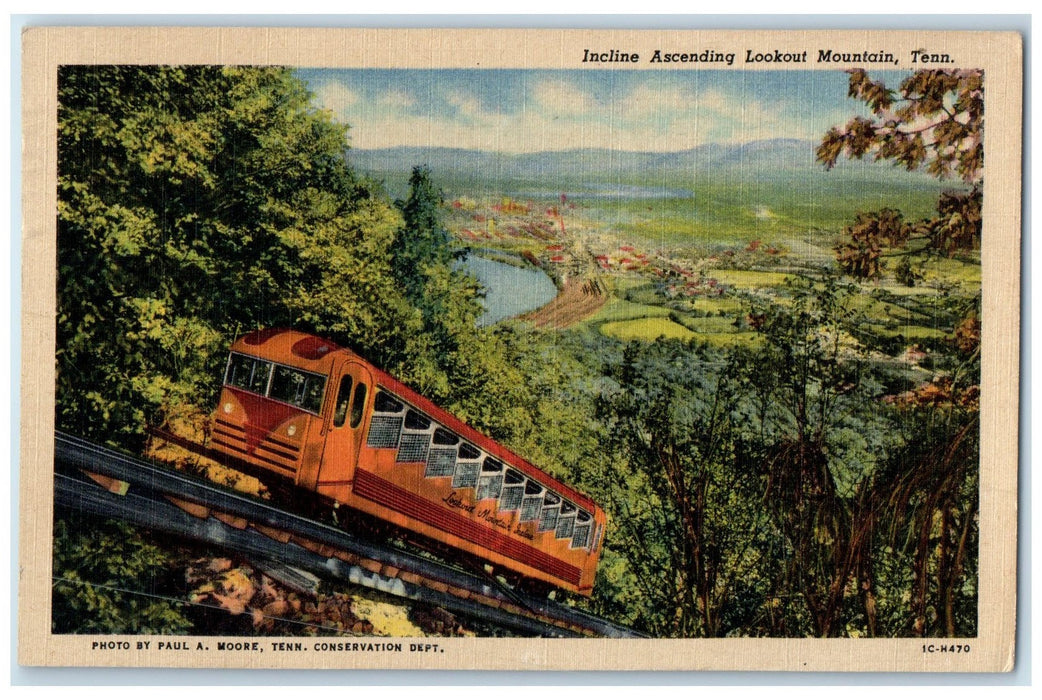 c1940's Incline Ascending Railway Train Lookout Mountain Tennessee TN Postcard