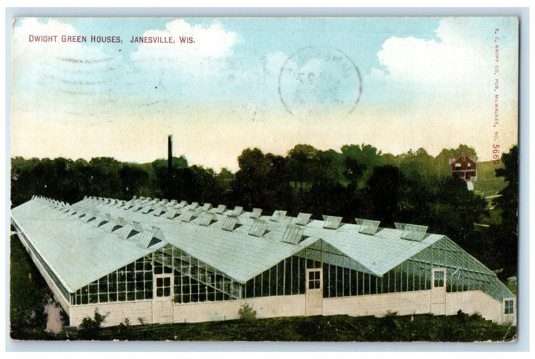 1909 Dwight Green Houses Plants Grove View Janesville Wisconsin Antique Postcard