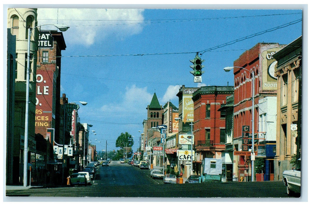 c1960s Looking West On Broadway From Butte Montana MT Coca-Cola Signage Postcard