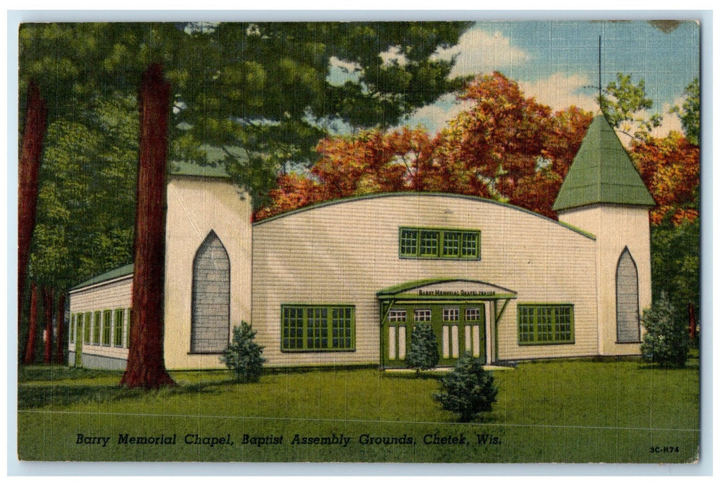1953 Barry Memorial Chapel Baptist Assembly Grounds Chetek Wisconsin Postcard