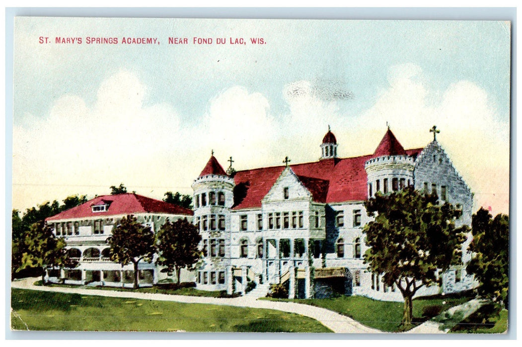 1913 St. Marys Springs Academy Campus School Near Fond Du Lac Wisconsin Postcard