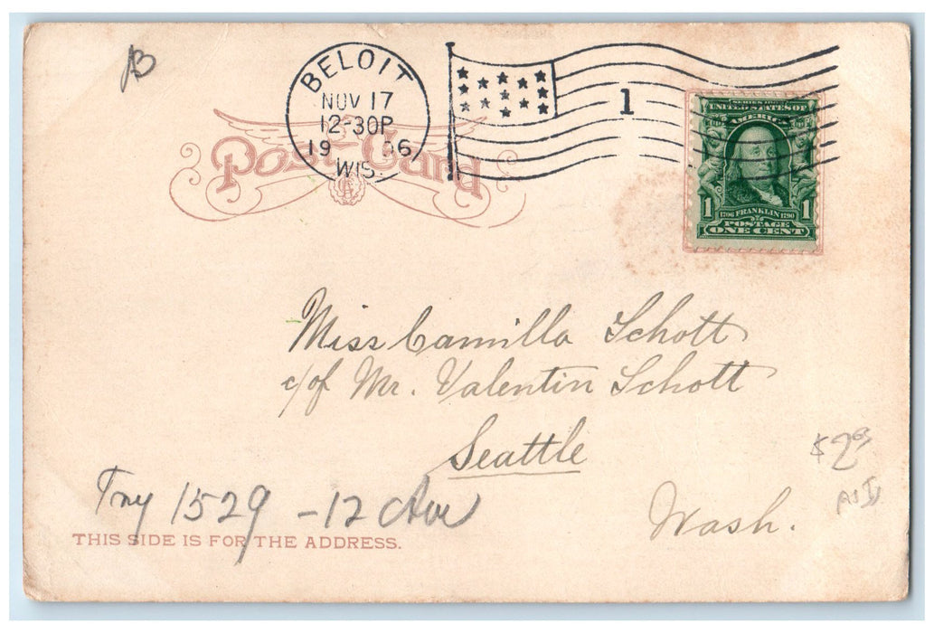1906 Chapin Hall Beloit College Building Road Students Beloit Wisconsin Postcard