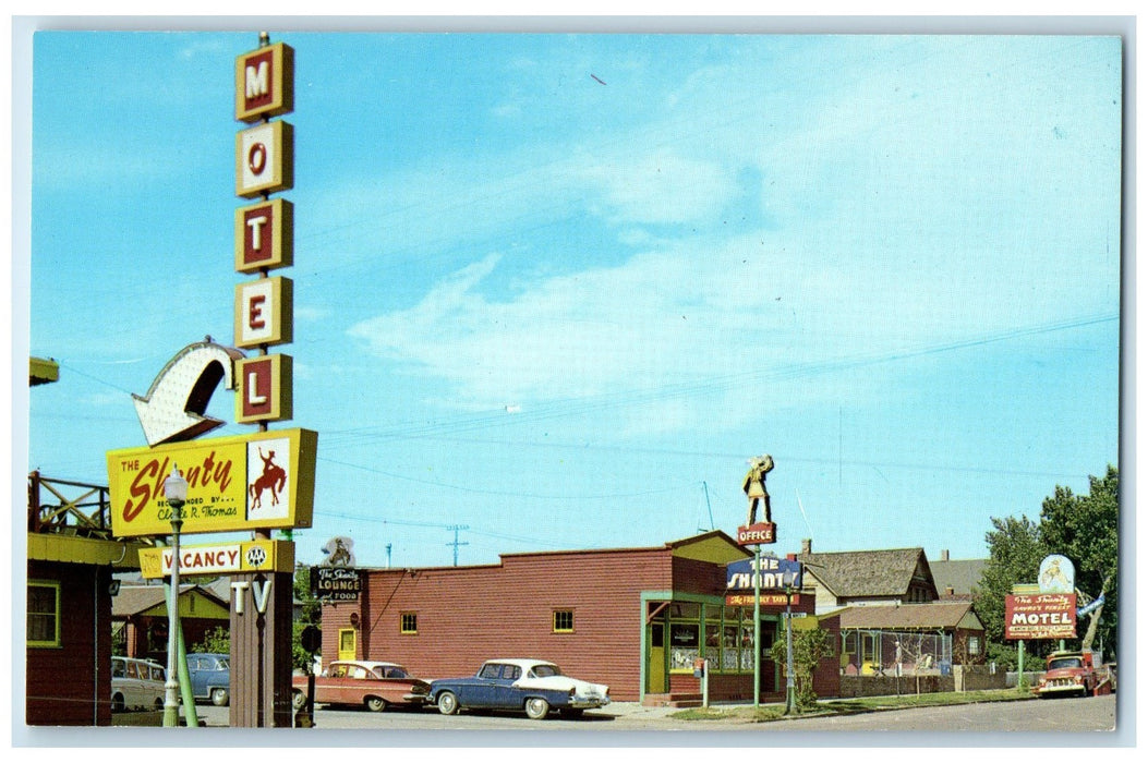 c1960s The Shanty Motel Roadside Signage Havre Montana MT Unposted Cars Postcard