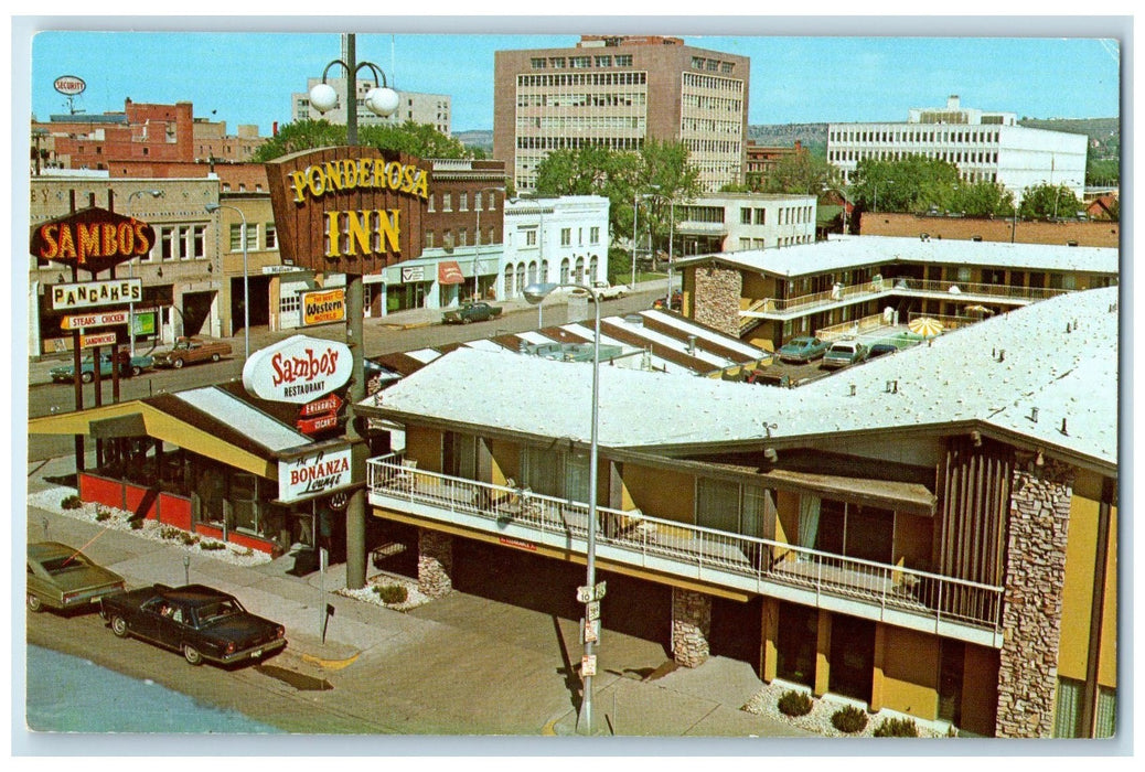c1960s Bird's Eye View Of Ponderosa Inn Billings Montana MT Unposted Postcard