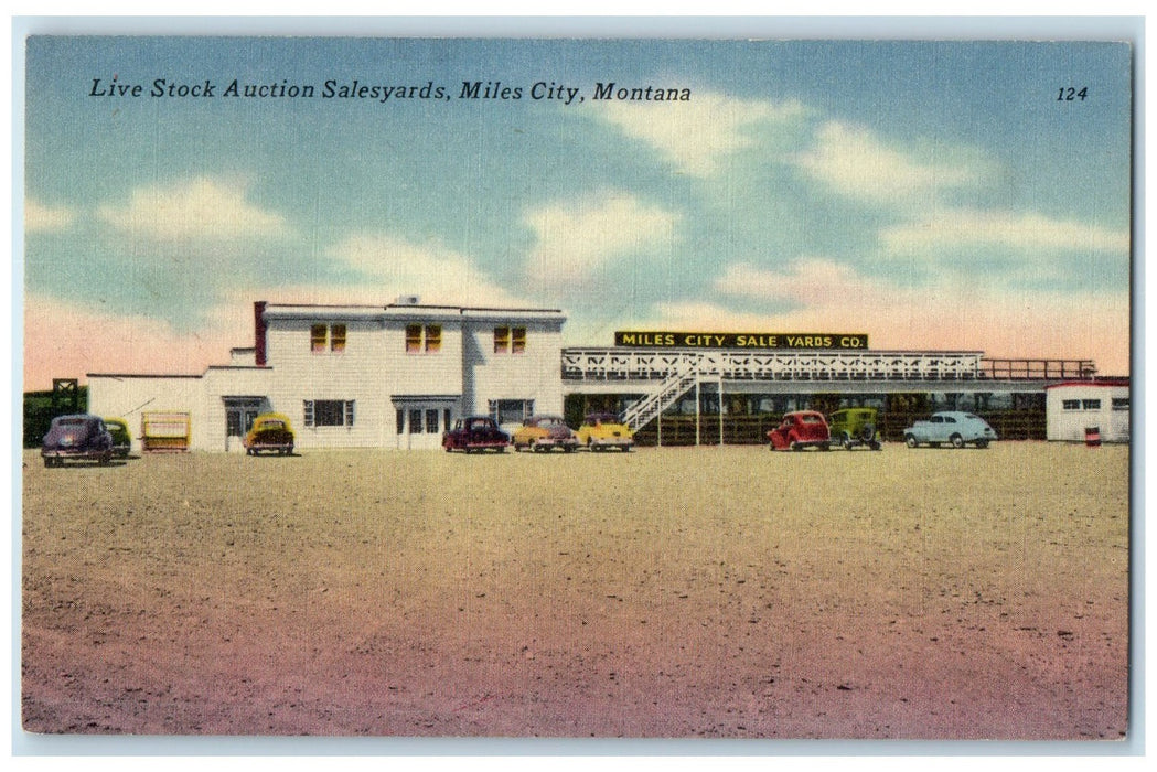 c1940's Live Stock Auction Salesyards Miles City Montana MT Unposted Postcard