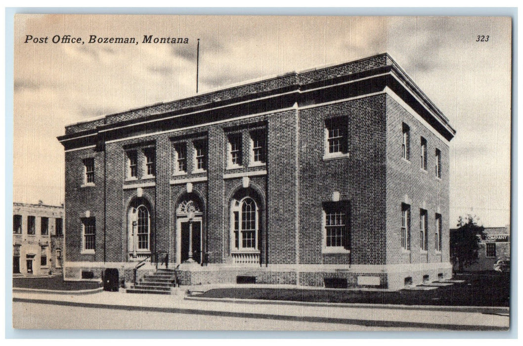 c1940's Post Office Exterior Roadside Scene Bozeman Montana MT Unposted Postcard