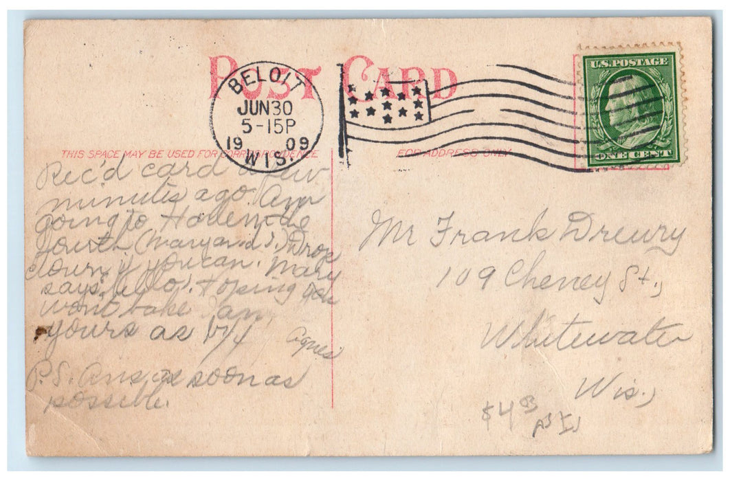 1909 State Street From East Grand Avenue Goodwin Block Beloit Wisconsin Postcard