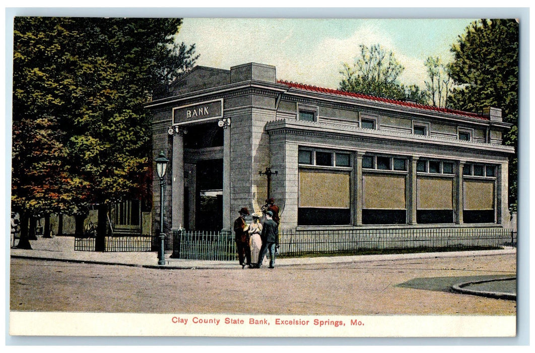 c1910's Clay County State Bank Exterior Excelsior Springs Montana MT Postcard