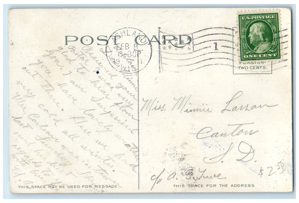 1910 Ashland High School Campus Building Tower Ashland Wisconsin WI Postcard