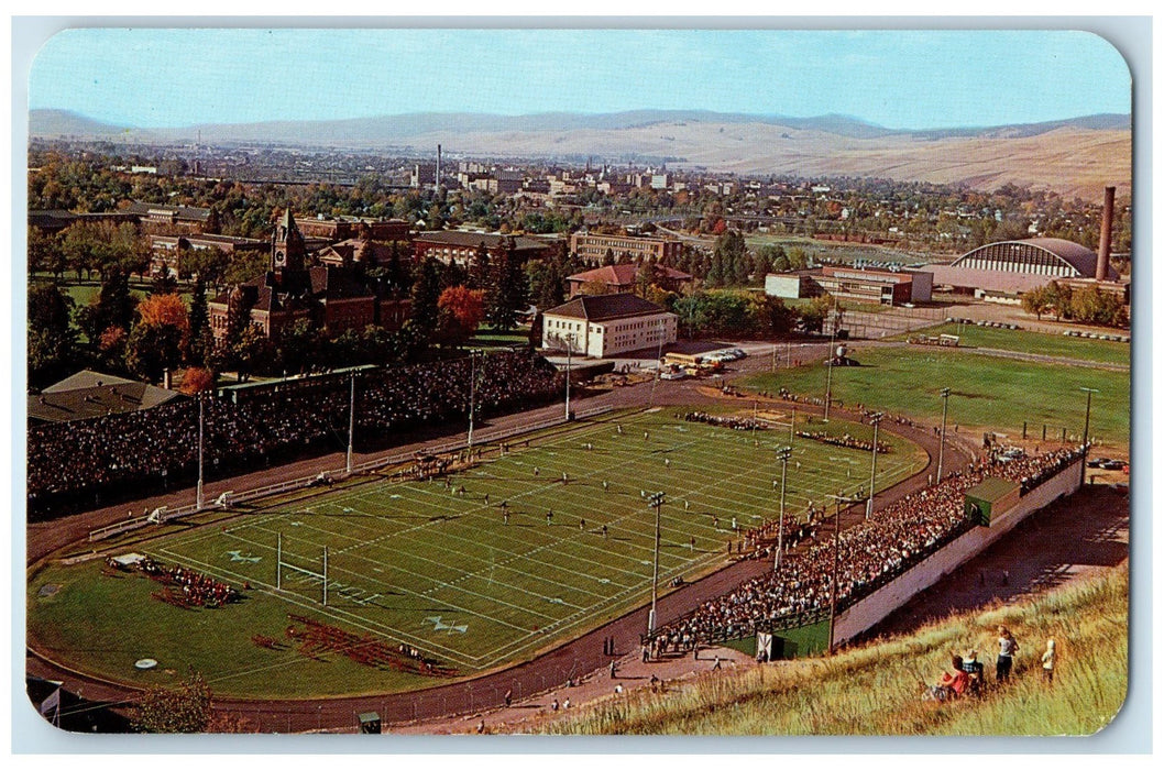1969 Aerial View Of Stadium Gridiron And Track Oval Alberton Montana MT Postcard