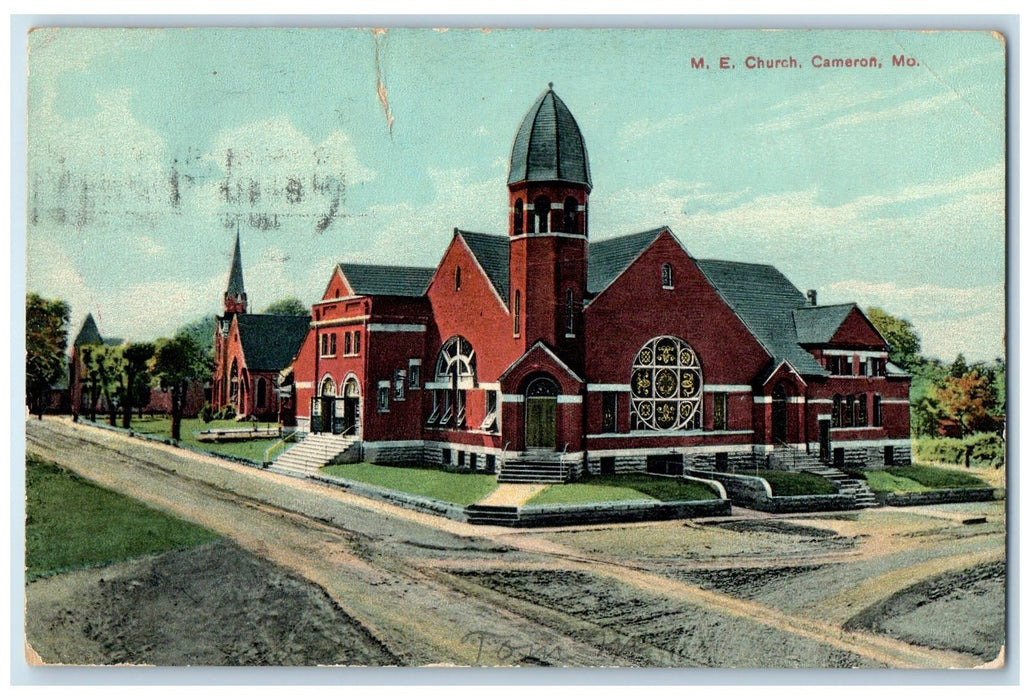 1912 Methodist Episcopal Church Exterior Roadside Cameron Missouri MO Postcard