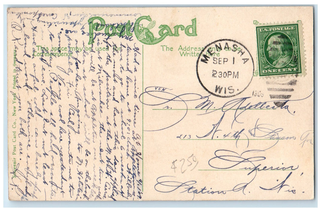 1908 The Campus Lawrence University Campus Building Appleton Wisconsin Postcard