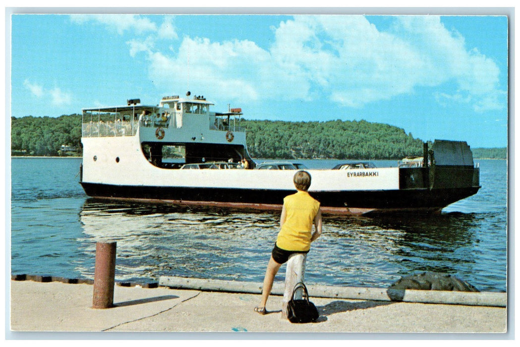 c1978 Eyrarbakki Washington Island Ferry Cargo Door County Wisconsin Postcard