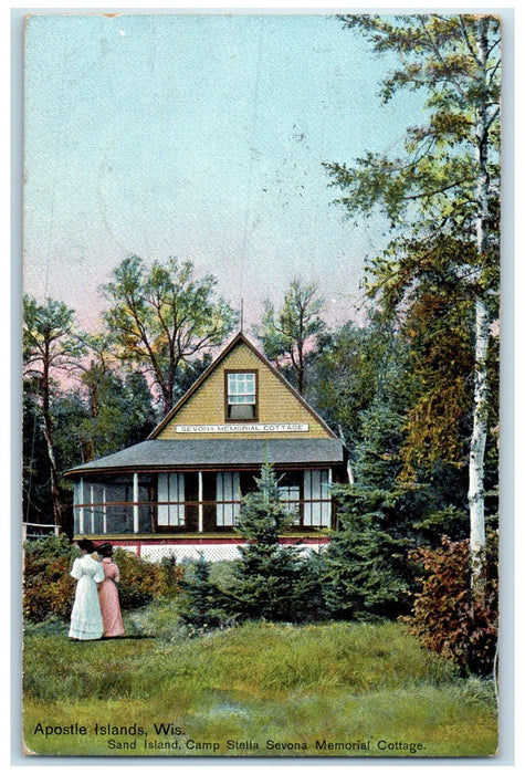 1909 Sand Island Camp Stella Sevona Cottage Apostle Island Wisconsin WI Postcard
