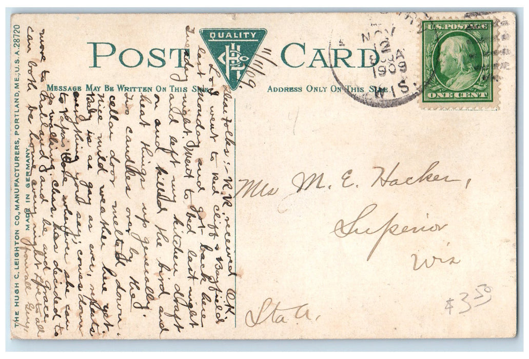 1909 Sand Island Camp Stella Sevona Cottage Apostle Island Wisconsin WI Postcard