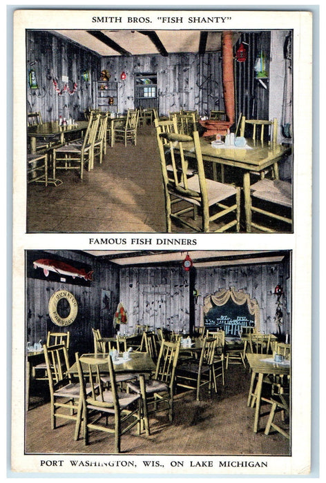 c1920's Fish Shanty Restaurant Smith Bro's Port Washington Wisconsin WI Postcard