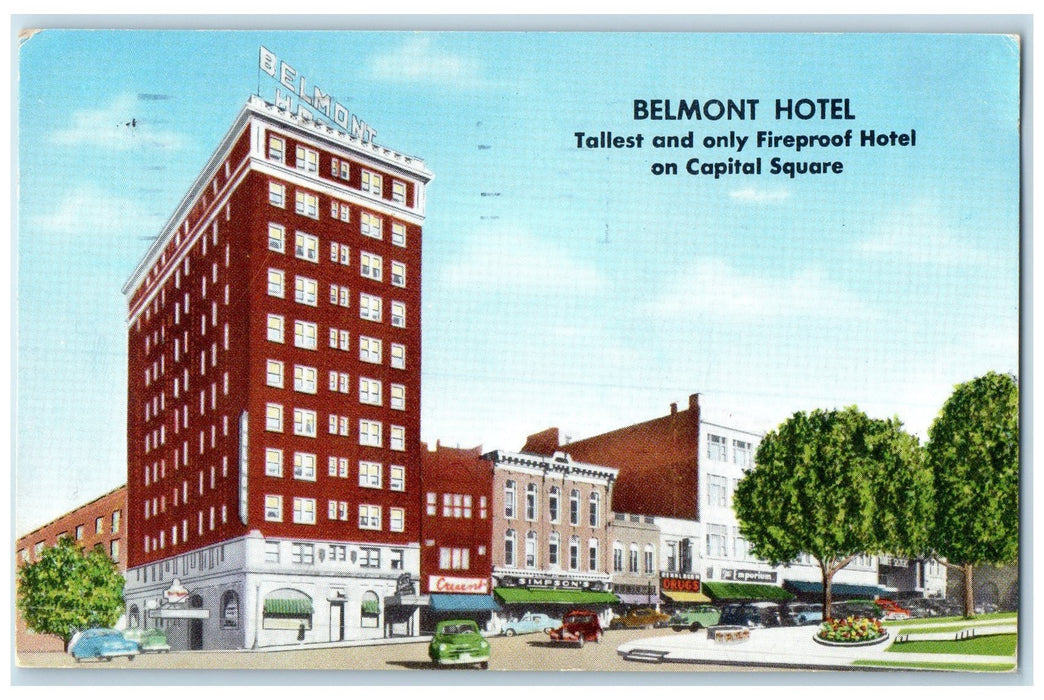 1961 Belmont Hotel Restaurant Building Capital Square Madison Wisconsin Postcard