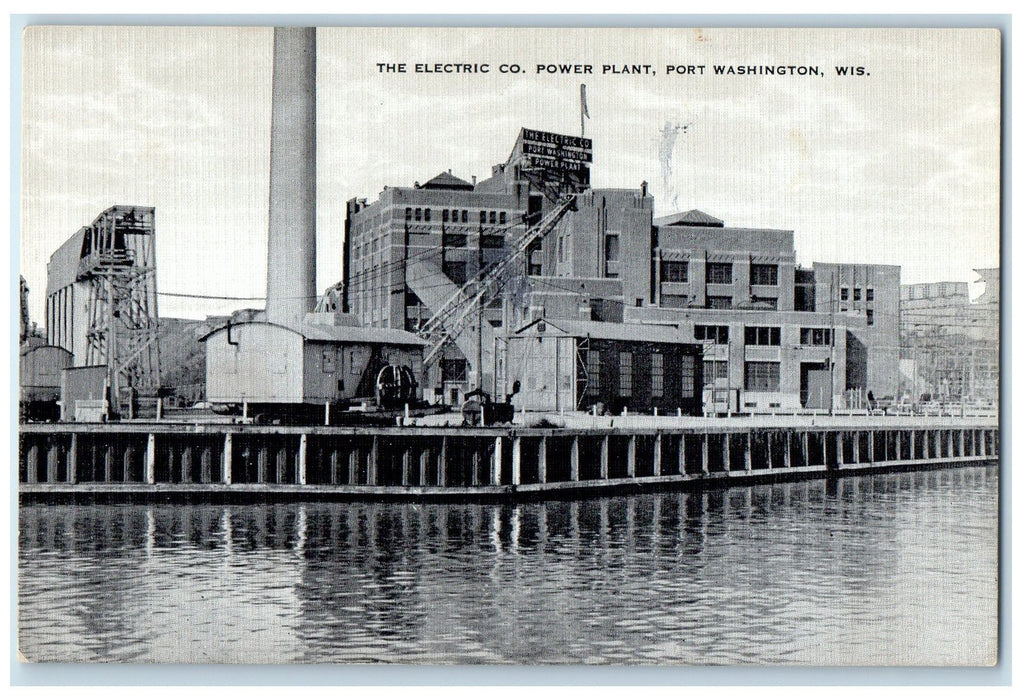 c1940's The Electric Co. Power Plant Building Port Washington Wisconsin Postcard