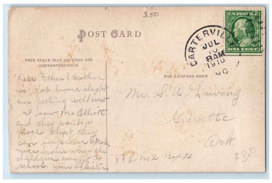 1910 ME Church Baptist Church Christian Church Carterville Missouri MO Postcard