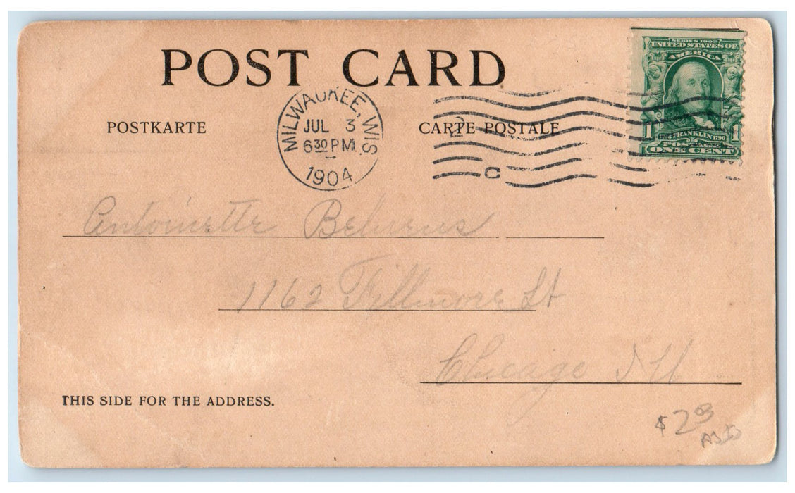 1904 Greetings From Milwaukee Gruss aus Milwaukee Gallery Wisconsin WI Postcard