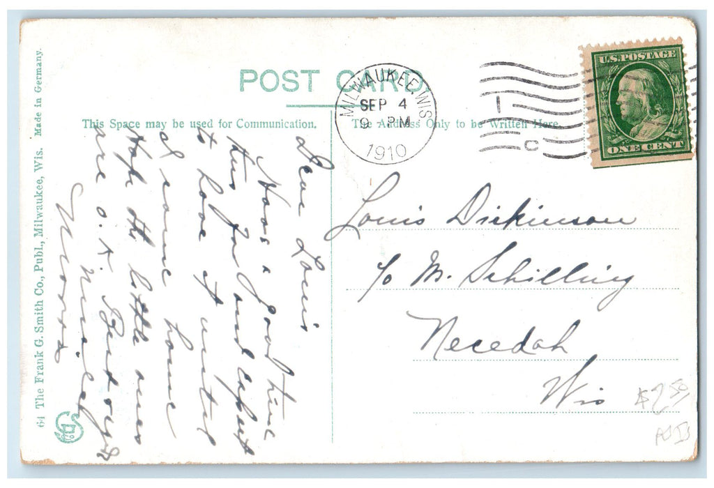 1910 Washington Park Boat House & University Milwaukee Wisconsin WI Postcard