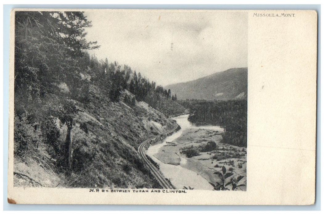 c1905s NP Railway Scene Between Turah And Clinton Missoula Montana MT Postcard