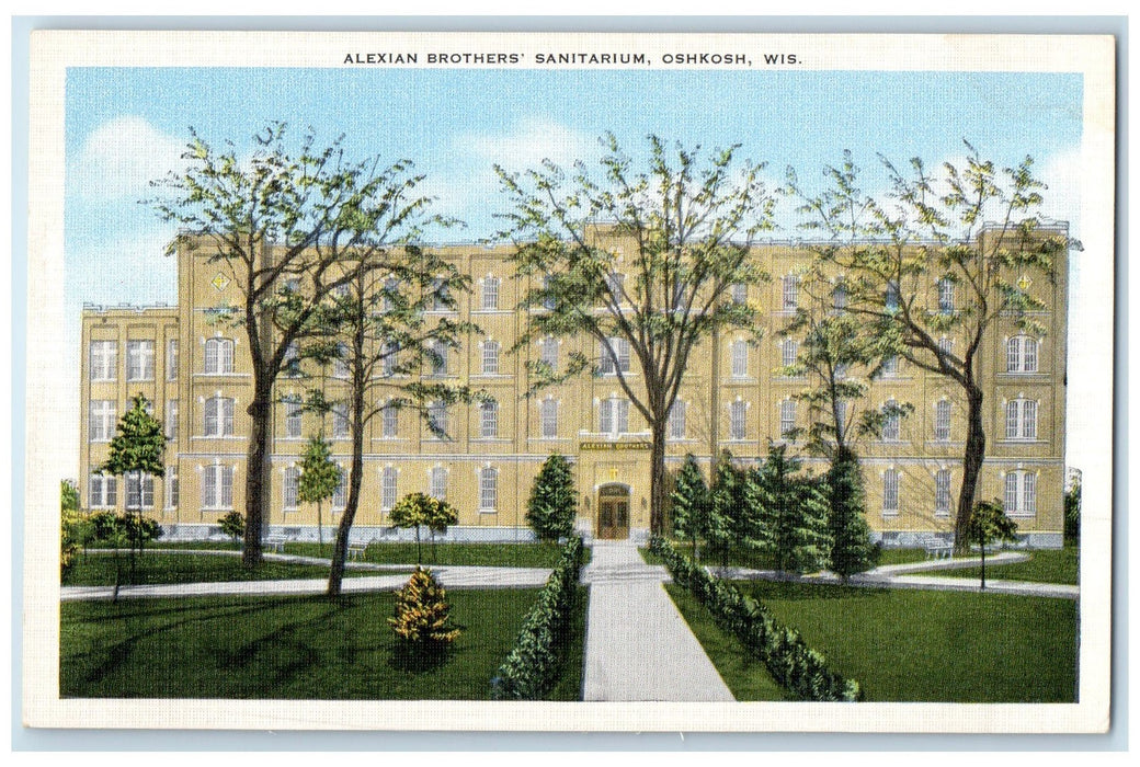 c1920 Alexian Brother's Sanitarium Building Pathways Oshkosh Wisconsin Postcard