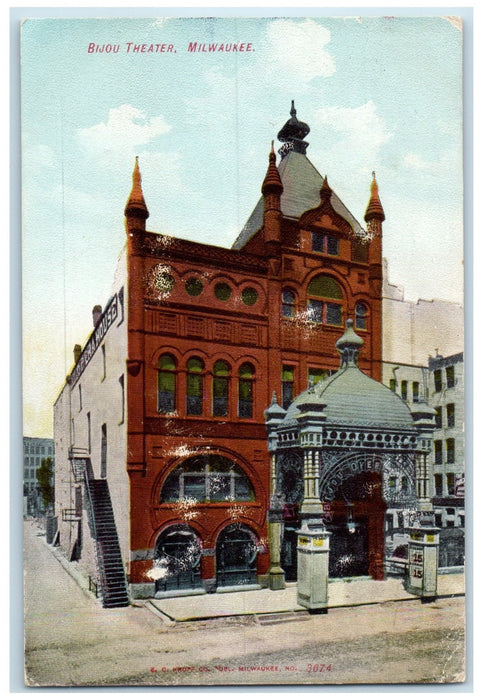 1907 Bijou Theater Building Entrance Dirt Road Milwaukee Wisconsin WI Postcard