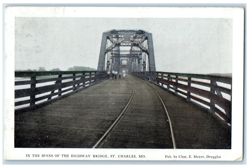 1940 In The Spans Of The Highway Bridge Scene St. Charge Missouri MO Postcard